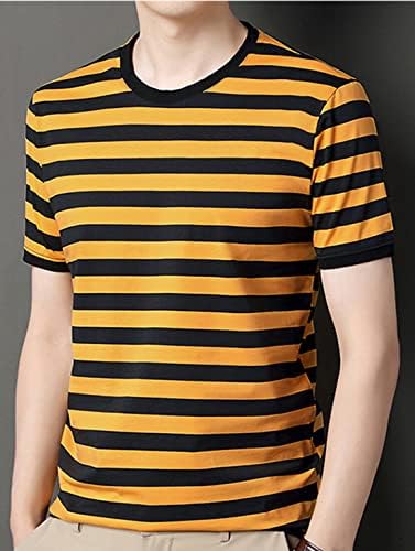 SHUİANGRAN erkek Çizgili kısa kollu t-Shirt Rahat Pamuk Şerit Tee Gömlek