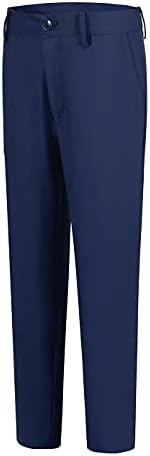 Lycody Erkek Düz Ön takım elbise pantalonları Ayarlanabilir Bel Okul Üniformaları Pantolon