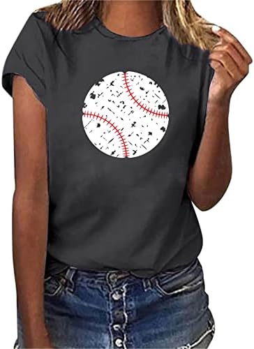 Yayla İnek Tshirt Kadınlar için Rahat Yaz Beyzbol Baskı Kısa Kollu Crewneck T Shirt Yumuşak Rahat Tatil Parti Gömlek