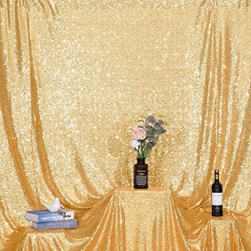 Juya Zevk Altın Pullu Zemin Perde, Glitter Zemin Perde Partiler için, Noel, Düğün, Parti Dekorasyon (10ftx10ft, Altın)