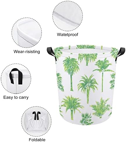 Çamaşır sepeti Tropikal Palmiye Ağacı Çamaşır sepeti Kolları İle Katlanabilir Sepet Kirli giysi saklama Çantası Yatak