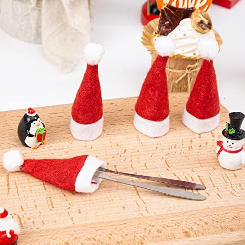 HANSGO 60 ADET Mini Noel Baba Şapkaları ve 16 ADET Noel Jüt Çuval Bezi Çanta