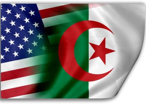 Cezayir ve ABD Bayrağı ile Çıkartma (Çıkartma) (Cezayir)