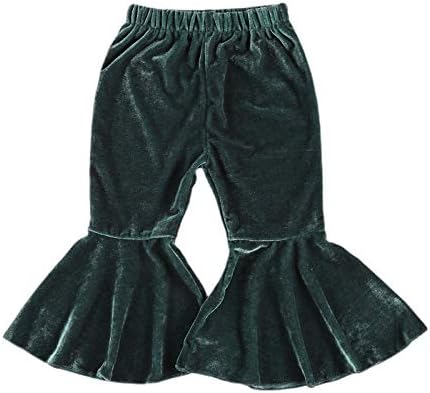 Qıylıı Çocuklar Bebek Kız Kadife Çan Dipleri Pantolon Güz Fırfır Flare Pantolon Pantolon Tayt Yürümeye Başlayan Giysi