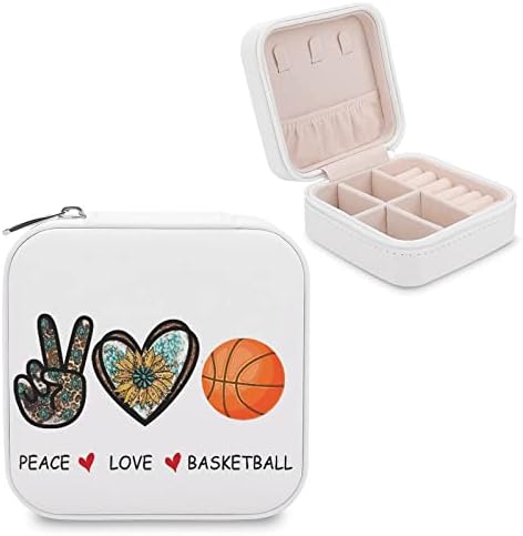 Barış Aşk Basketbol Küçük Mücevher Kutusu Seyahat Küçük Organizatör Taşınabilir Ekran saklama kutusu Yüzük Küpe Kolye