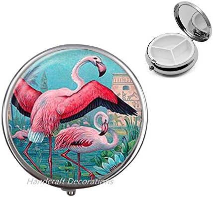 Hayvan figürlü mücevherat Flamingo Hap Kutusu Hap Kutusu Cam Resim Sanatı Bildirimi Hap Kutusu Kuş Hap Kutusu, En