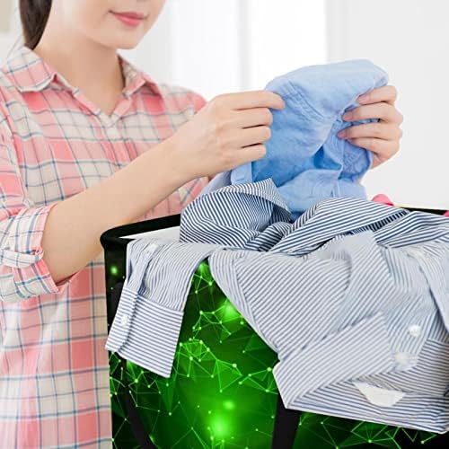 Yeşil üçgen ışıkları ağacı baskı katlanabilir çamaşır sepeti, 60L su geçirmez çamaşır sepetleri çamaşır kutusu giysi
