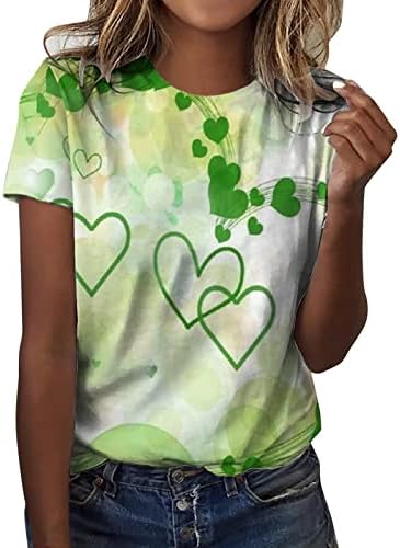 Aziz Patrick Günü Bayan Üstleri Şık Rahat Yuvarlak Boyun Kısa Kollu Tees Gömlek Bayanlar gevşek sağlıklı tişört Bluz